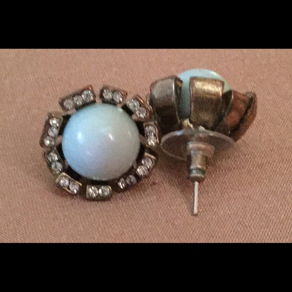 Hive & Honey Mint & Rhine Stone Earrings