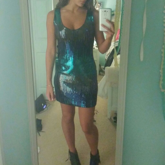 Blue sequin dress