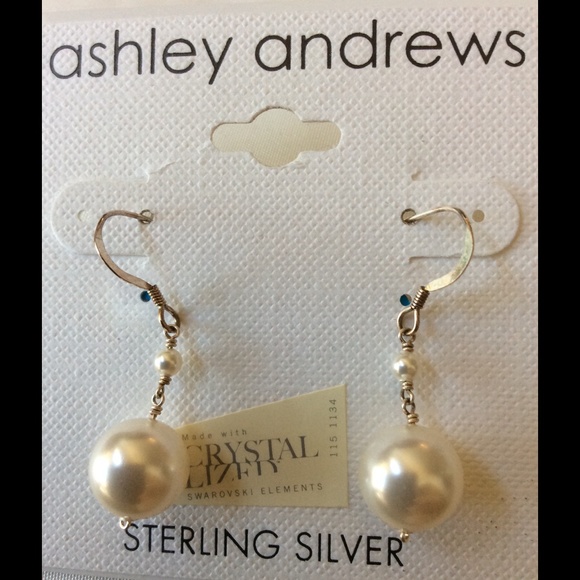Ashley Andrews pearl sterling silver earrings - Picture 1 of 3