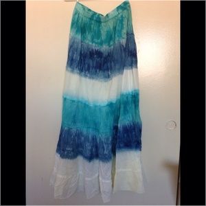 Blue turquoise white long skirt
