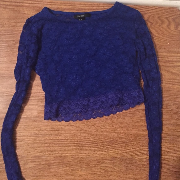 royal blue long sleeved crop top