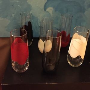 6 hand painted stemless champagne flutes