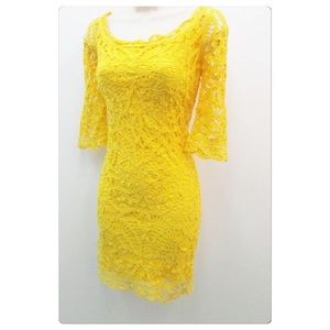 Lace Crochet Yellow Dress