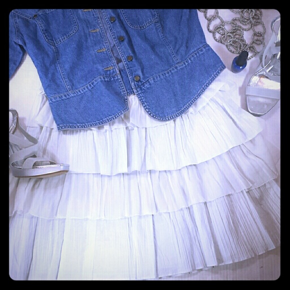 NWT J. Crew 100% Cotton Silk Tiered Ruffle Skirt