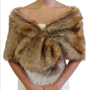 Brown Faux fur shawl