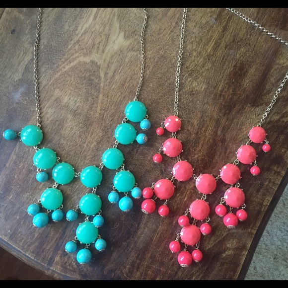 Bundle of Coral & Teal bib necklaces
