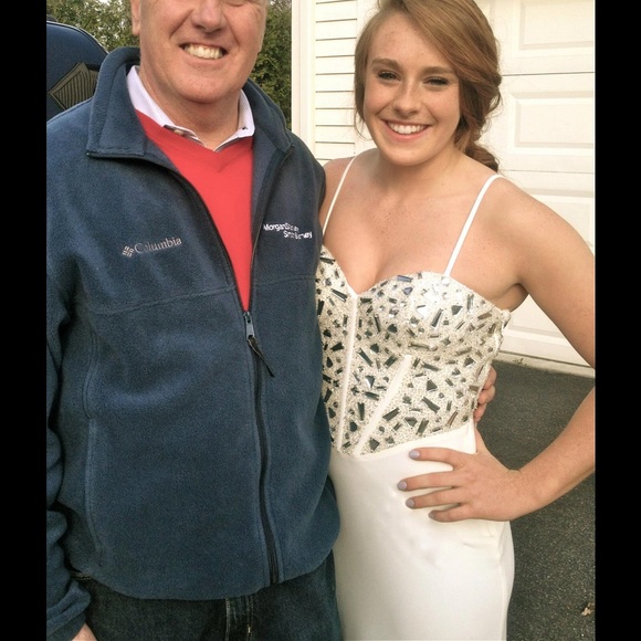 Beaded white prom gown worn once