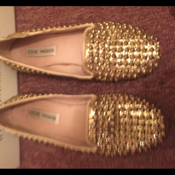 Steve madden gold bling loafers