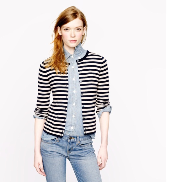 SOLD J. Crew 100% Cashmere striped cardigan NWT - Picture 4 of 5