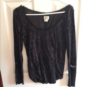 Black free people shirt with flower type design