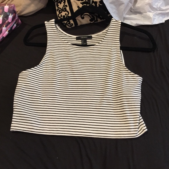 Striped semi crop top