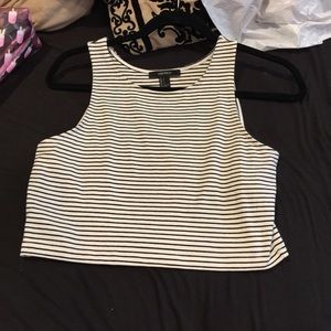 Striped semi crop top