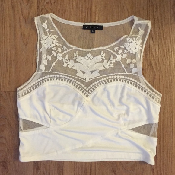 Half Mesh White Crop Top