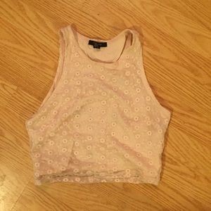 Baby pink high neck crop top