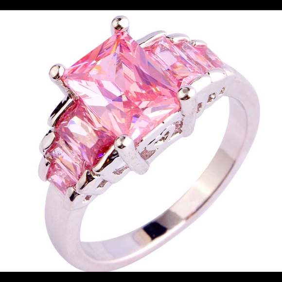 Wholesale ladies emerald cut pink topaz 925 silver - Picture 1 of 4