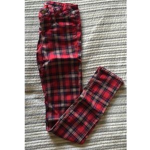 red plaid pants