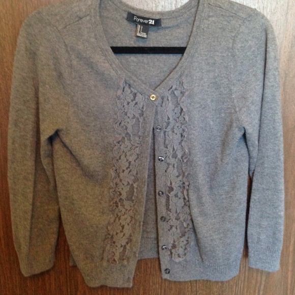 Gray Cardigan with lace