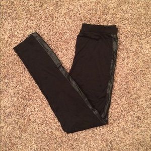 Black Legging w/ Leather Stripe