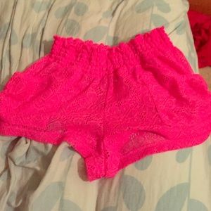 Neon pink shorts