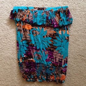 Strapless floral shirt