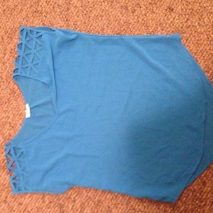 Teal strappy shoulder shirt