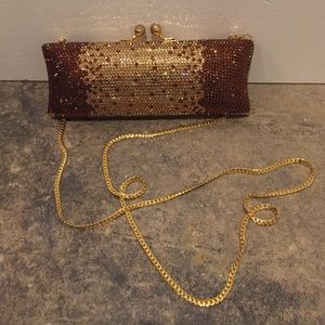 Gold and brown evening clutch