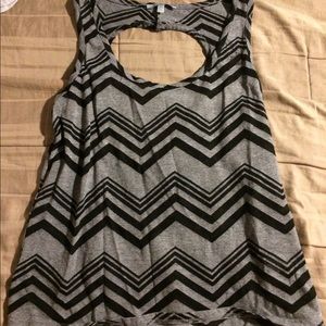 Black & gray tank top with back heart cut out