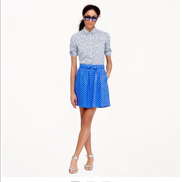 J.Crew Boardwalk Linen Skirt in Polka Dot