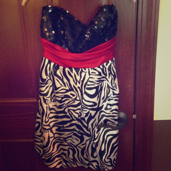 Strapless Zebra and Sequin dress (only worn once!)