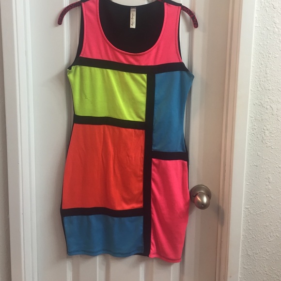 Neon color block dress
