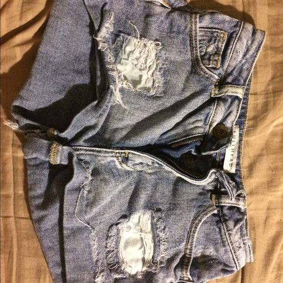 High waisted jean torn shorts