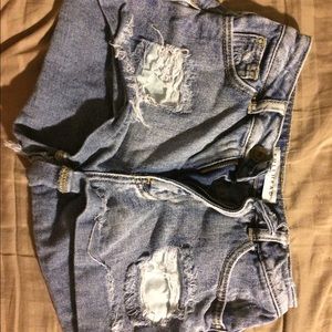 High waisted jean torn shorts