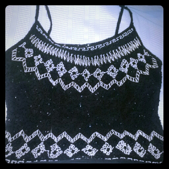 Vintage Hand embroidered beaded top size medium