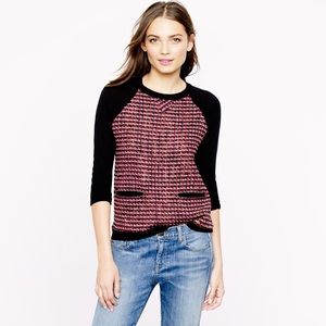 Tweed Front Merino Sweater in Black