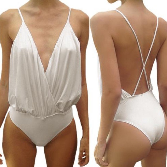 Loose deep v bodysuit leotard