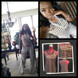 Zebra print Cream and Brown sleeveless blouse.