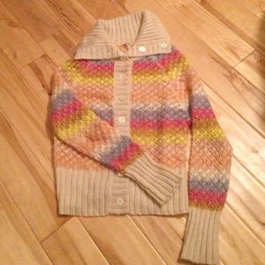 Vivid colors! Free people crochet knit sweater L