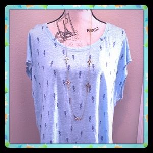 🎉Lauren Conrad Blue Seahorse shirt
