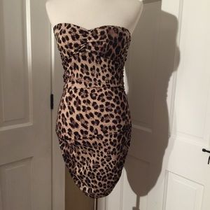 Cutout leopard print backless club evening dress