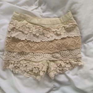 White Lace crochet shorts