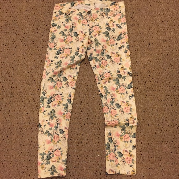 Floral print skinny jeans
