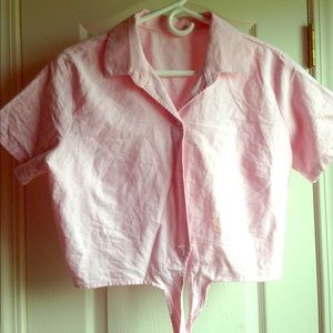 American Apparel crop polo button down