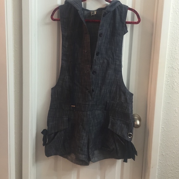 Denim shirt romper