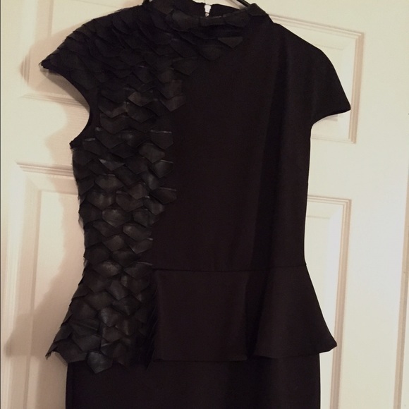 Glamorous, mock neck, 3D scale, peplum dress.