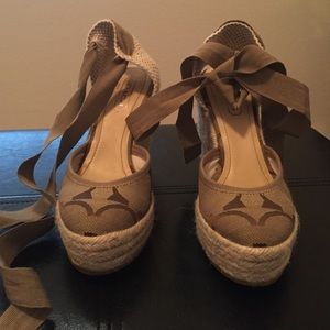 lace up coach wedges