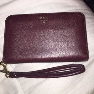 Fossil Maroon wristlet/wallet