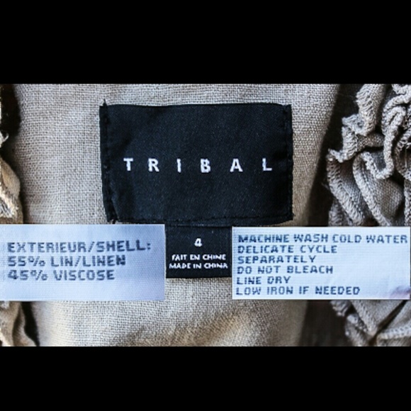 ❌SOLD Tribal Khaki Tan Ruffled Blazer - Picture 4 of 4