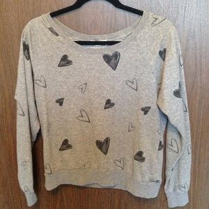 Gray Forever21 Long Sleeve Heart Shirt