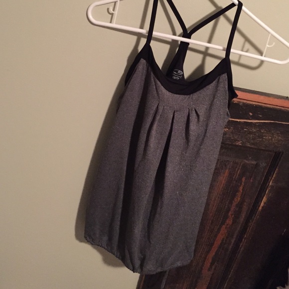 Gray workout tank with built in bra