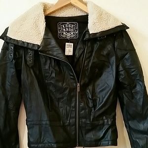 Faux black leather jacket